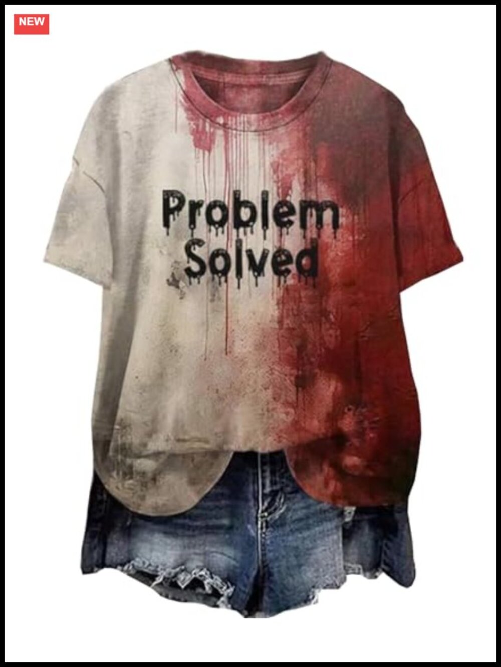 Funny Halloween Bloody Print Short Sleeve Tee Women's Crew Neck Top